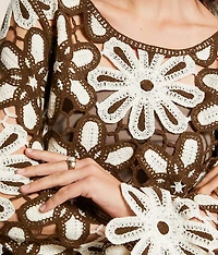 Floral Crochet Sweater - One Size