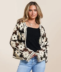 POL Floral Crochet Cardigan