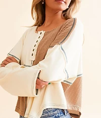 Pieced Waffle Knit Henley