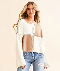 Pieced Waffle Knit Henley