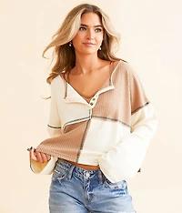 Pieced Waffle Knit Henley