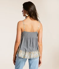 Pieced Floral Crochet Tank Top