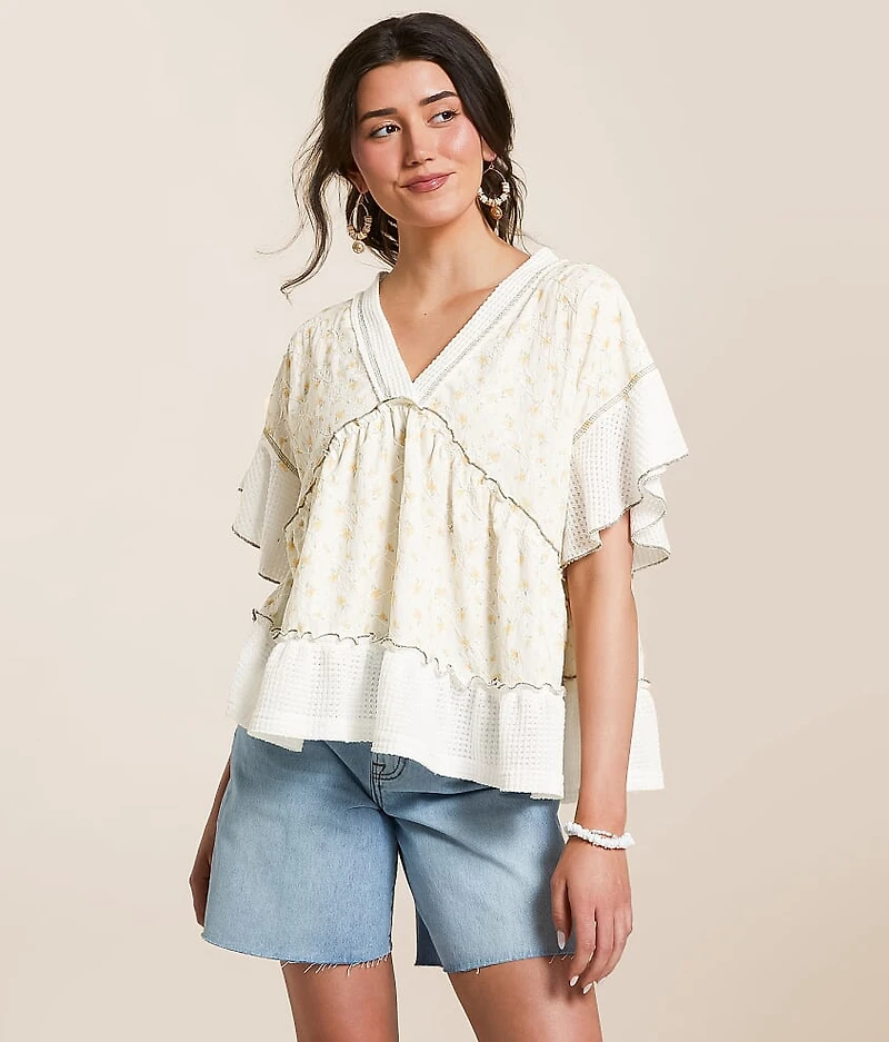 Floral Pointelle Babydoll Top