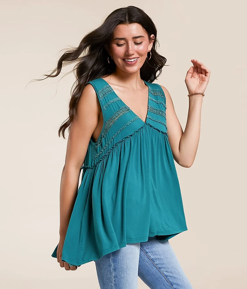 POL Crochet Tunic Tank Top