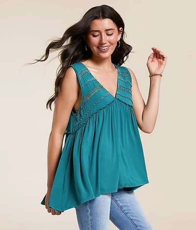 POL Crochet Tunic Tank Top