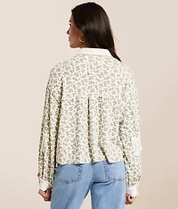 Pieced Crochet Cropped Shirt