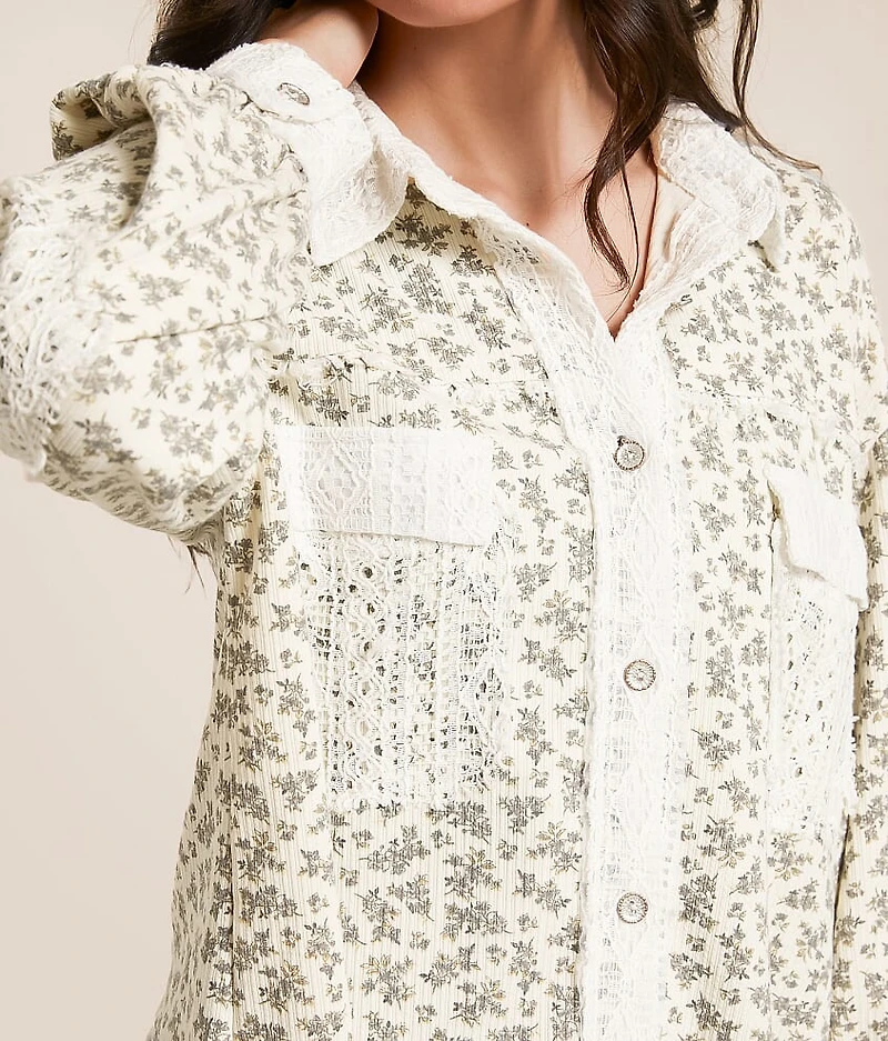 Pieced Crochet Cropped Shirt