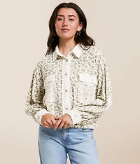 Pieced Crochet Cropped Shirt