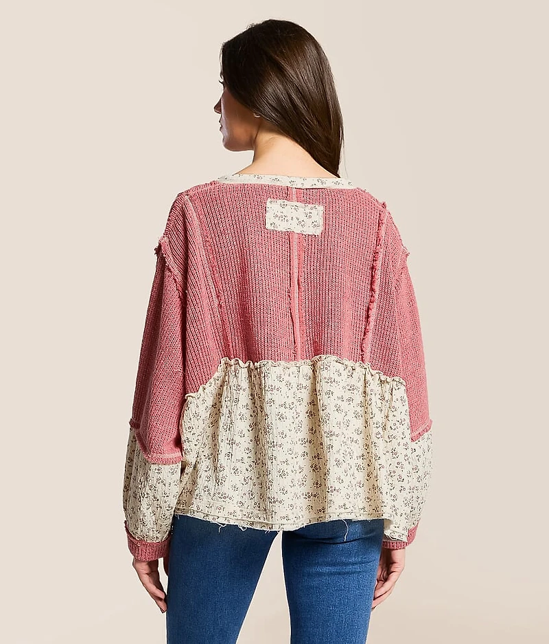 Pieced Floral Baby Doll Top