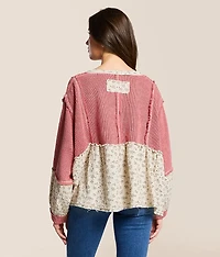 Pieced Floral Baby Doll Top