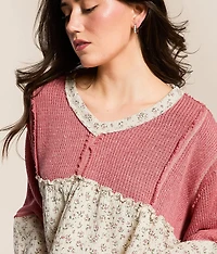 Pieced Floral Baby Doll Top