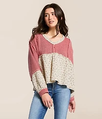 Pieced Floral Baby Doll Top