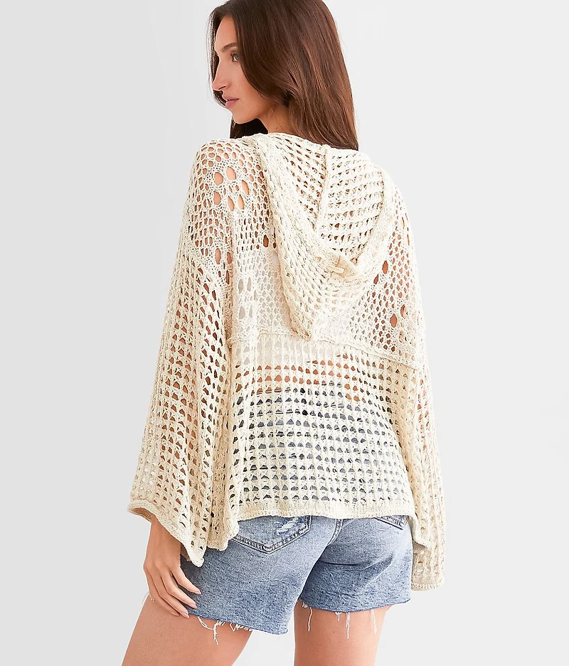 Open Stitch Hooded Sweater