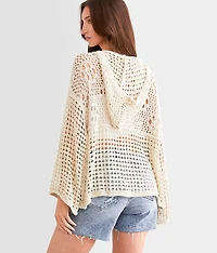 Open Stitch Hooded Sweater