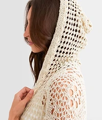 Open Stitch Hooded Sweater
