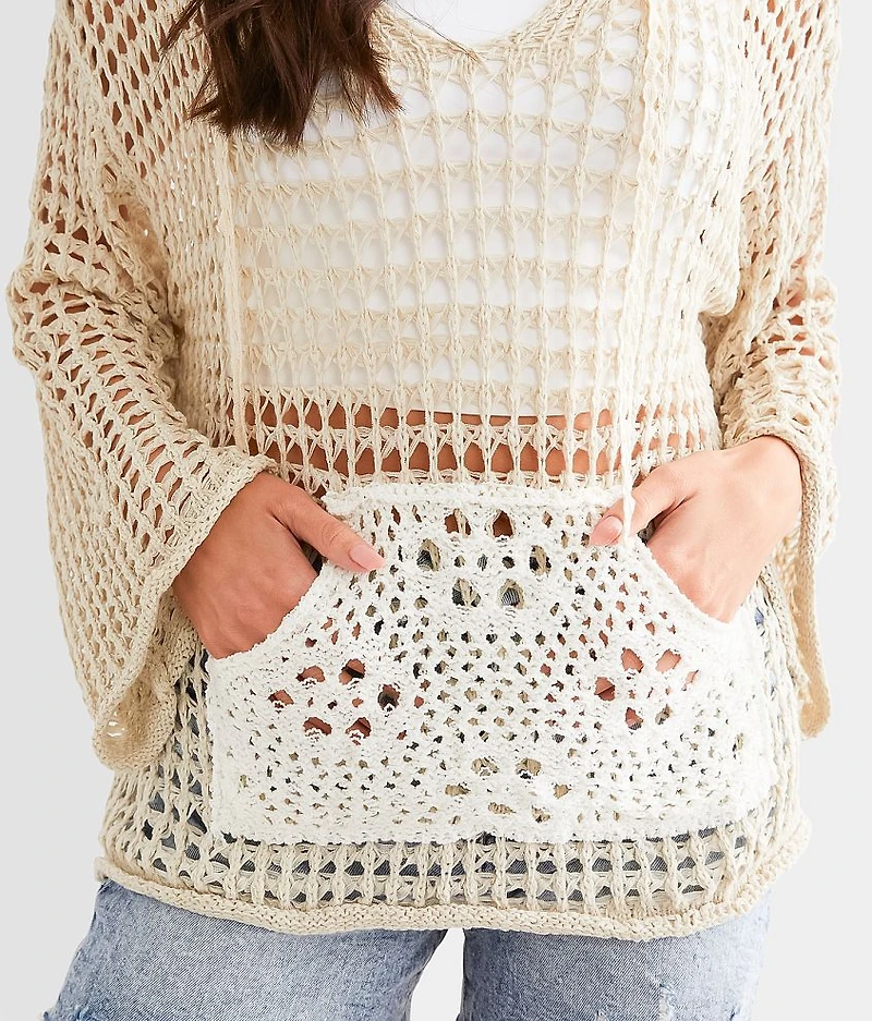 Open Stitch Hooded Sweater