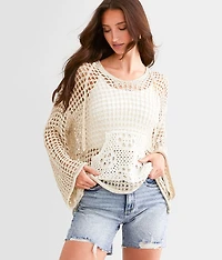 Open Stitch Hooded Sweater