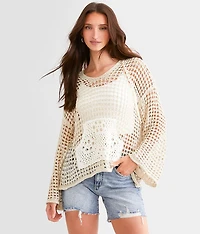 Open Stitch Hooded Sweater
