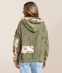 Pieced Floral Hooded Jacket