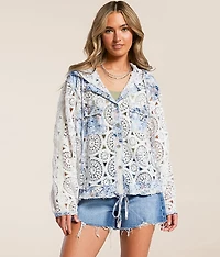 Crochet Hooded Shacket