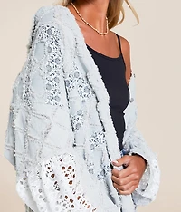Pieced Floral Denim Oversized Shacket