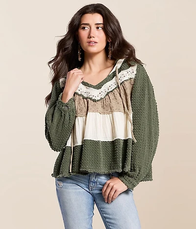 Pieced Floral Hoodie