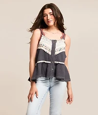 Pieced Floral Tank Top