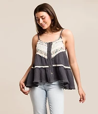 Pieced Floral Tank Top