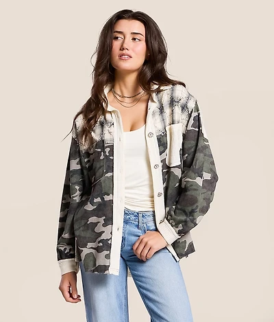 Pieced Camo Oversized Shacket