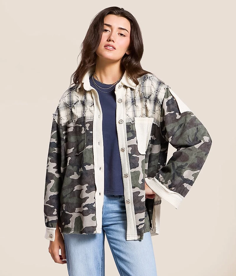 Pieced Camo Oversized Shacket