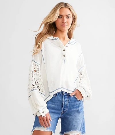 Cropped Henley Hoodie