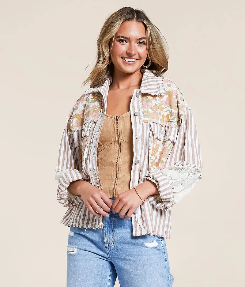 POL Floral Striped Shirt