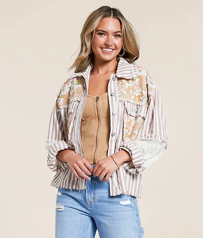 POL Floral Striped Shirt