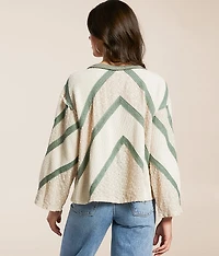 Pieced Eyelet Linen Blend Top