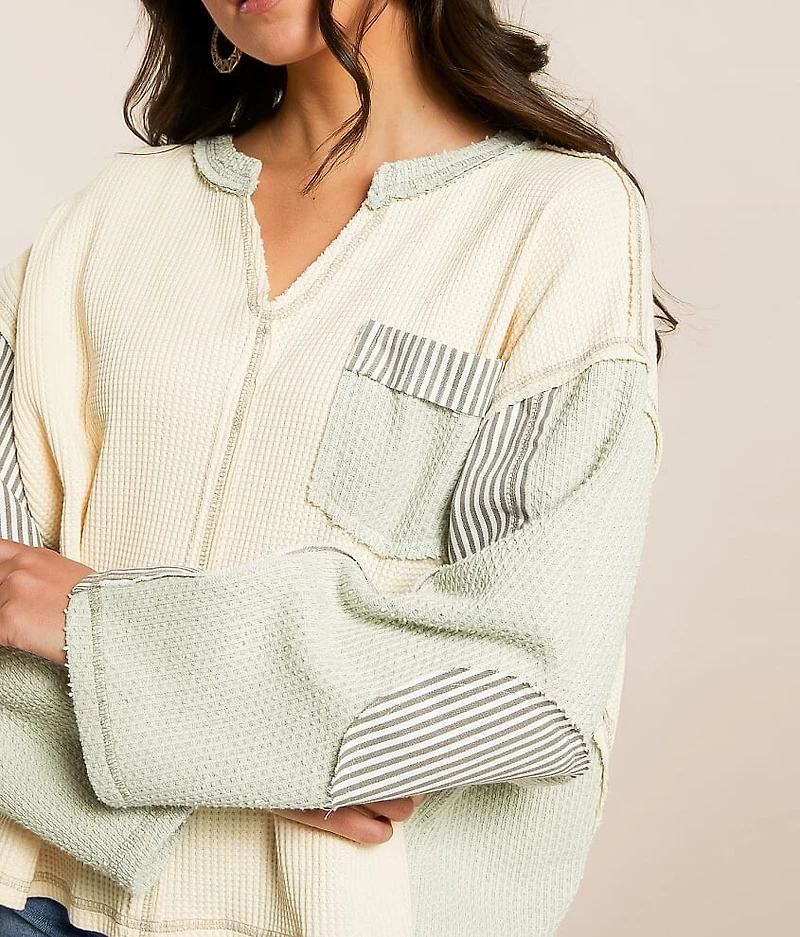 Pieced Waffle Knit Top