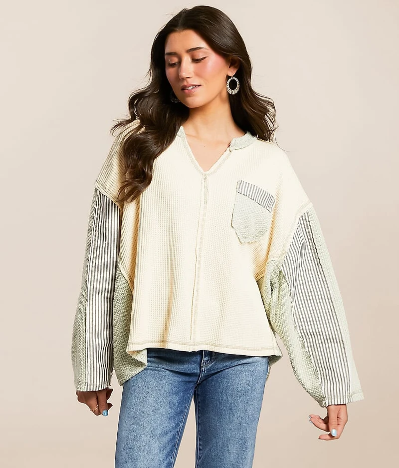 Pieced Waffle Knit Top
