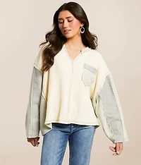 Pieced Waffle Knit Top