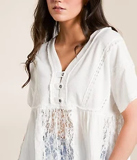 Pieced Lace Babydoll Henley