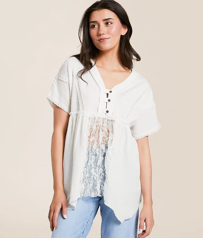 Pieced Lace Babydoll Henley
