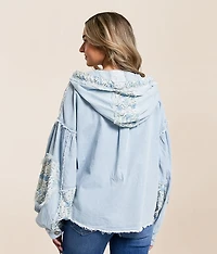 Pieced Floral Chambray Shacket