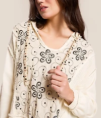 Floral Embroidered Thermal Hoodie