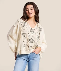 Floral Embroidered Thermal Hoodie