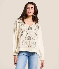 Floral Embroidered Thermal Hoodie