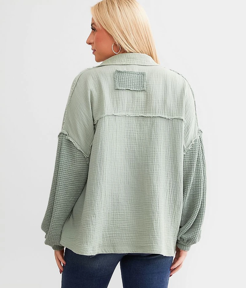 Textured Henley Pullover