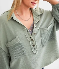 Textured Henley Pullover