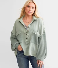 Textured Henley Pullover