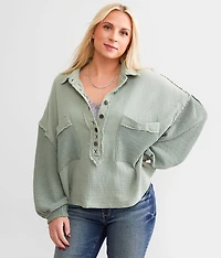 Textured Henley Pullover
