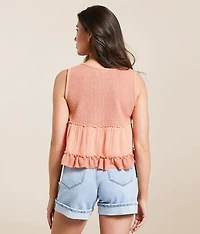 Pieced Ruffle Cropped Tank Top
