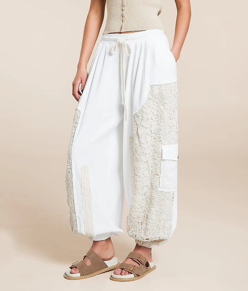 Pieced Crochet Cargo Jogger