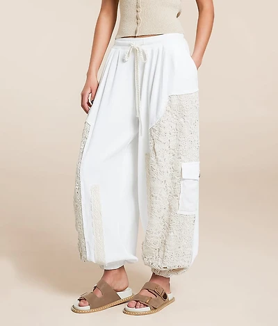 Pieced Crochet Cargo Jogger